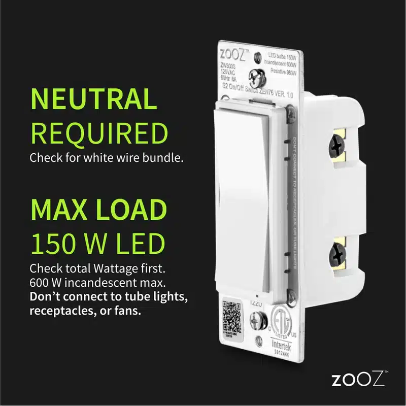 Zooz 700 Series Z-Wave Plus S2 On / Off Wall Switch ZEN76