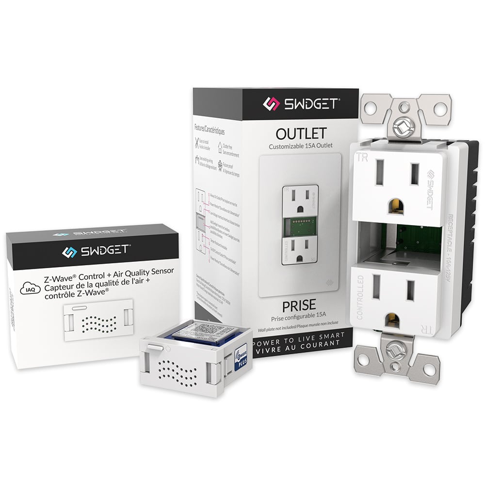 Swidget Z-Wave + Air Quality Insert (ZW008UWA) and 15A Outlet (R1015SWA)